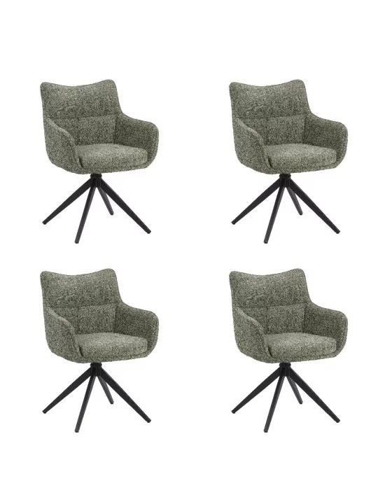 Set of 4 SELINA Modern 360° Swivel Accent Chair with Spider Base