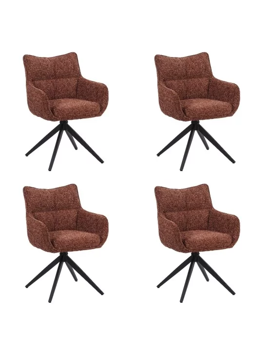 Lot de 4 SELINA Fauteuil Pivotant Moderne à 360° avec Base Araignée...