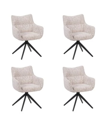 Set of 4 SELINA Modern 360° Swivel Accent Chair with Spider Base