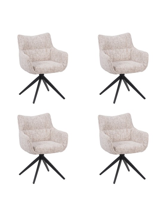 Lot de 4 SELINA Fauteuil Pivotant Moderne à 360° avec Base Araignée...