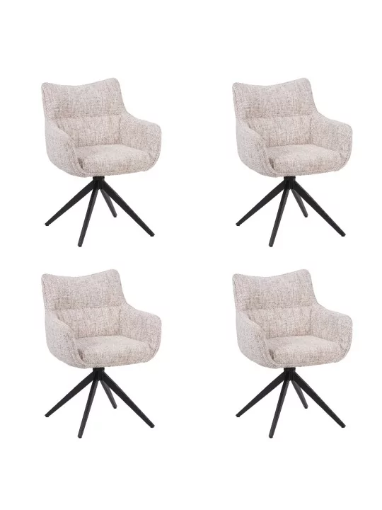 Set of 4 SELINA Modern 360° Swivel Accent Chair with Spider Base