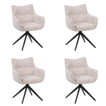 Lot de 4 SELINA Fauteuil Pivotant Moderne à 360° avec Base Araignée...