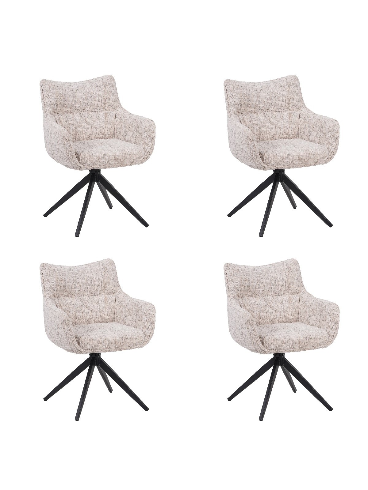 Lot de 4 SELINA Fauteuil Pivotant Moderne à 360° avec Base Araignée...