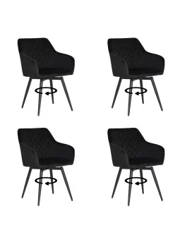 Set of 4 CARLO-SWISwivel Quilted Velvet Dining Chair with Diamond P...