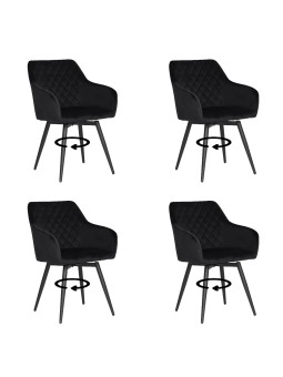 Set of 4 CARLO-SWISwivel Quilted Velvet Dining Chair with Diamond P...