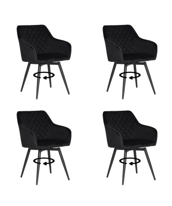 Set of 4 CARLO-SWISwivel Quilted Velvet Dining Chair with Diamond P...