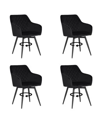 Set of 4 CARLO-SWISwivel Quilted Velvet Dining Chair with Diamond P...