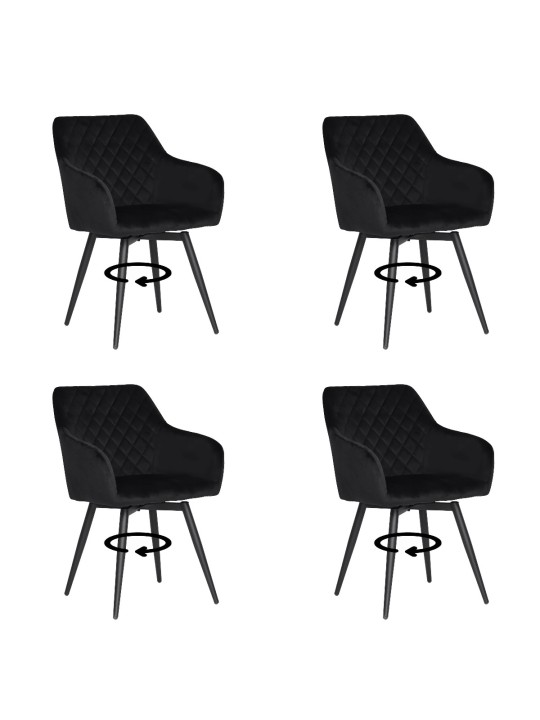 Lot de 4 CARLO-SWI Chaise de Salle à Manger Pivotante en Velours Ma... Lot de 4 CARLO-SWI Chaise de Salle à Manger Pivotante en Velours Ma...
