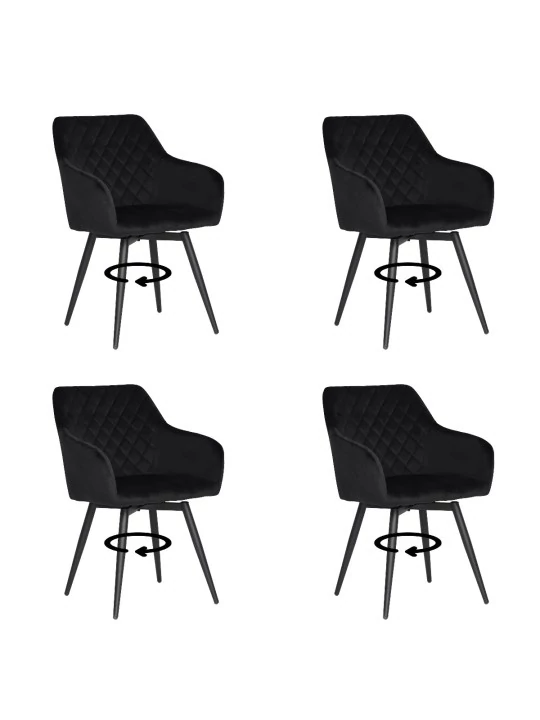 Lot de 4 CARLO-SWI Chaise de Salle à Manger Pivotante en Velours Ma...