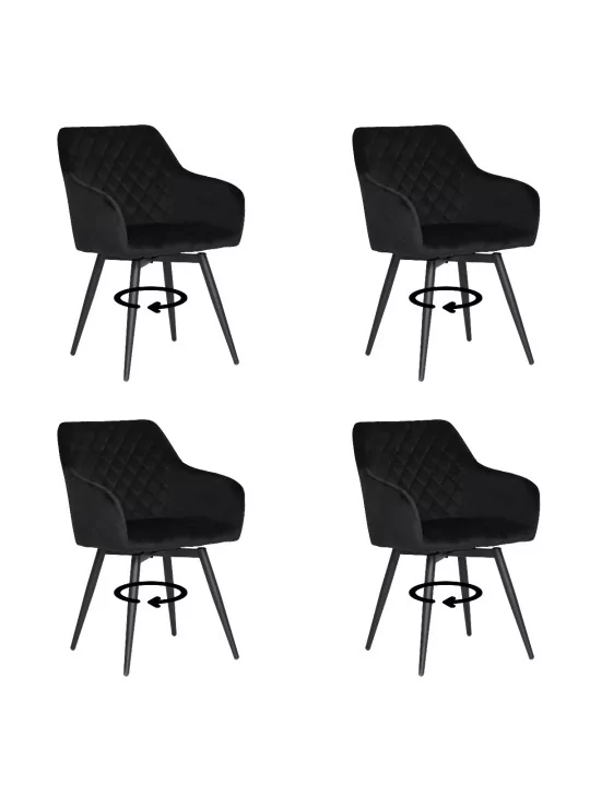 Set of 4 CARLO-SWISwivel Quilted Velvet Dining Chair with Diamond P...
