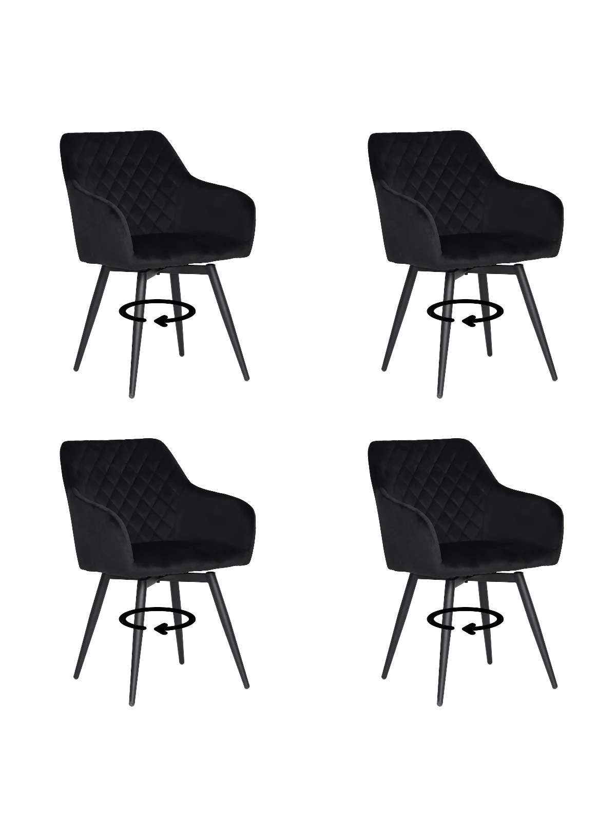 Lot de 4 CARLO-SWI Chaise de Salle à Manger Pivotante en Velours Ma...