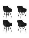 Set of 4 CARLO-SWISwivel Quilted Velvet Dining Chair with Diamond P...
