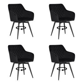 Lot de 4 CARLO-SWI Chaise de Salle à Manger Pivotante en Velours Ma...