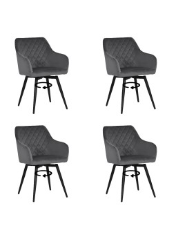 Lot de 4 CARLO-SWI Chaise de Salle à Manger Pivotante en Velours Ma...