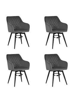 Set of 4 CARLO-SWISwivel Quilted Velvet Dining Chair with Diamond P...