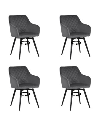 Set of 4 CARLO-SWISwivel Quilted Velvet Dining Chair with Diamond P...