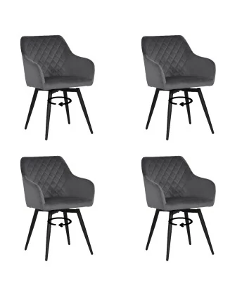 Set of 4 CARLO-SWISwivel Quilted Velvet Dining Chair with Diamond P...