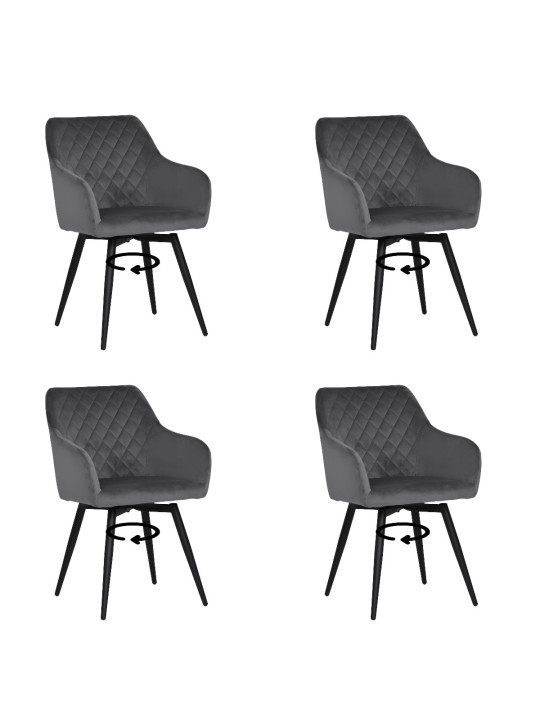 Lot de 4 CARLO-SWI Chaise de Salle à Manger Pivotante en Velours Ma...