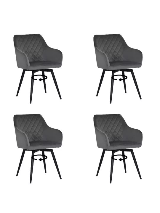 Set of 4 CARLO-SWISwivel Quilted Velvet Dining Chair with Diamond P...