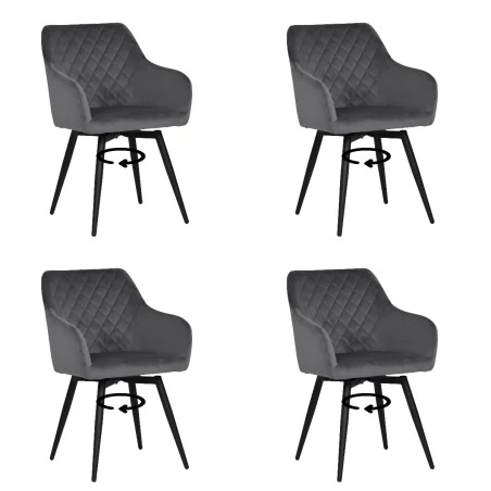 Set of 4 CARLO-SWISwivel Quilted Velvet Dining Chair with Diamond P...