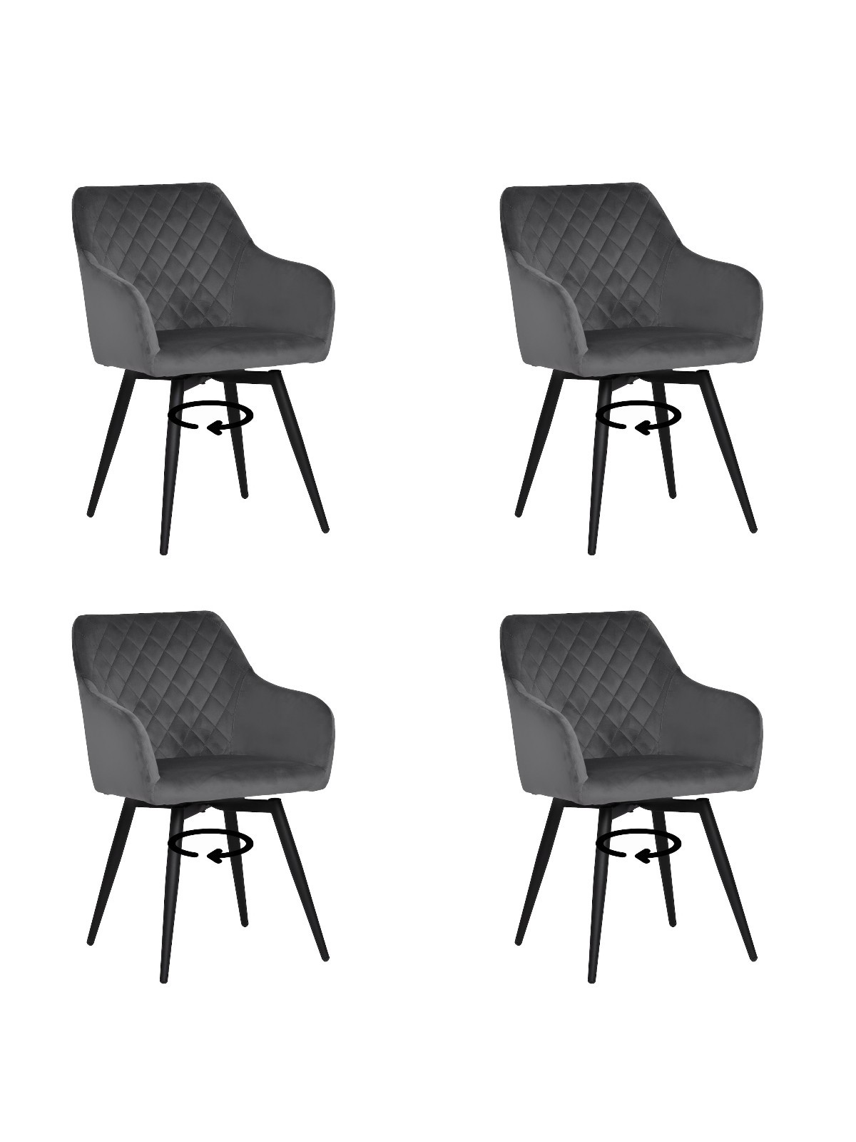 Lot de 4 CARLO-SWI Chaise de Salle à Manger Pivotante en Velours Ma...