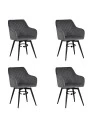 Set of 4 CARLO-SWISwivel Quilted Velvet Dining Chair with Diamond P...
