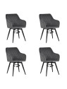Lot de 4 CARLO-SWI Chaise de Salle à Manger Pivotante en Velours Ma...