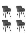 Set of 4 CARLO-SWISwivel Quilted Velvet Dining Chair with Diamond P...
