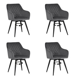 Set of 4 CARLO-SWISwivel Quilted Velvet Dining Chair with Diamond P...