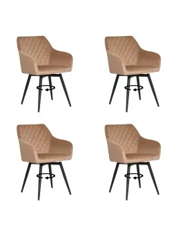 Set of 4 CARLO-SWISwivel Quilted Velvet Dining Chair with Diamond P...