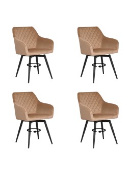 Lot de 4 CARLO-SWI Chaise de Salle à Manger Pivotante en Velours Ma...