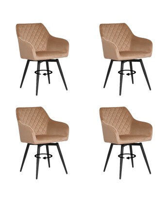 Set of 4 CARLO-SWISwivel Quilted Velvet Dining Chair with Diamond P...
