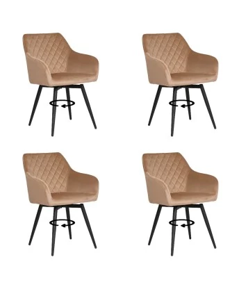 Set of 4 CARLO-SWISwivel Quilted Velvet Dining Chair with Diamond P...