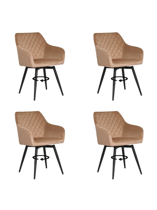 Lot de 4 CARLO-SWI Chaise de Salle à Manger Pivotante en Velours Ma...