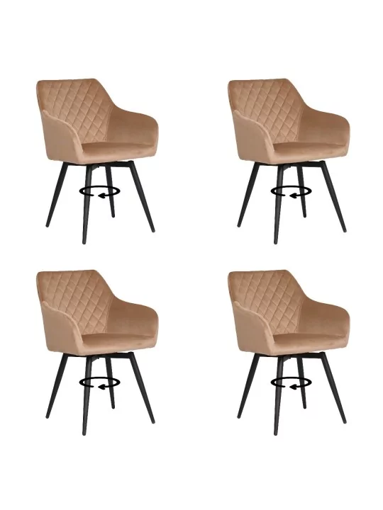 Set of 4 CARLO-SWISwivel Quilted Velvet Dining Chair with Diamond P...