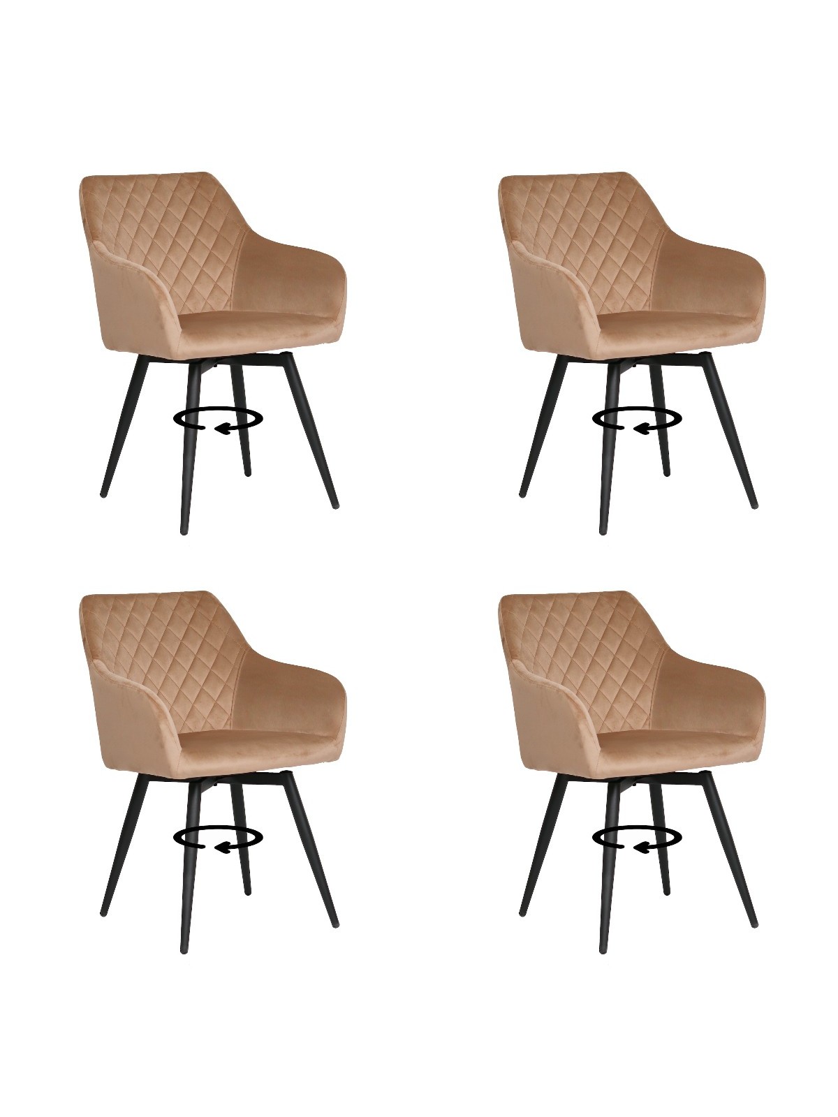 Lot de 4 CARLO-SWI Chaise de Salle à Manger Pivotante en Velours Ma...