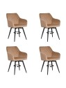 Lot de 4 CARLO-SWI Chaise de Salle à Manger Pivotante en Velours Ma...