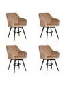 Set of 4 CARLO-SWISwivel Quilted Velvet Dining Chair with Diamond P...