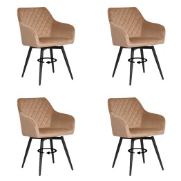 Lot de 4 CARLO-SWI Chaise de Salle à Manger Pivotante en Velours Ma...
