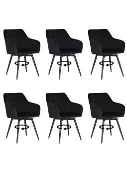 Set of 6 CARLO-SWI Swivel Quilted Velvet Dining Chair with Diamond ...