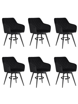 Set of 6 CARLO-SWI Swivel Quilted Velvet Dining Chair with Diamond ...