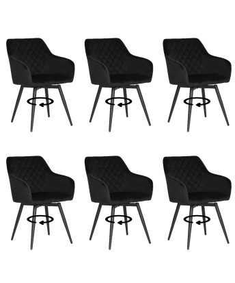 Set of 6 CARLO-SWI Swivel Quilted Velvet Dining Chair with Diamond ...