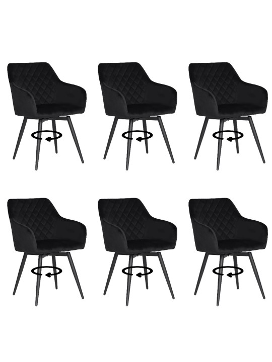 Lot de 6 CARLO-SWI Chaise de Salle à Manger Pivotante en Velours Ma...