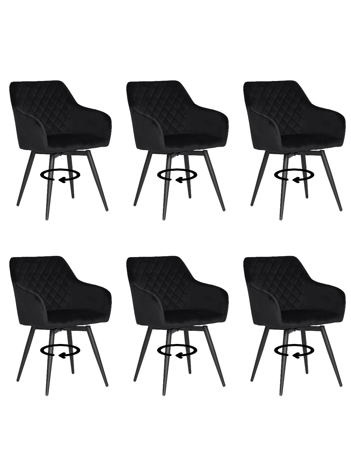 Lot de 6 CARLO-SWI Chaise de Salle à Manger Pivotante en Velours Ma...