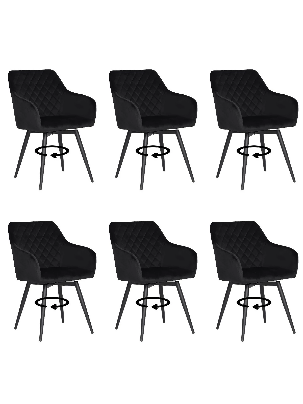 Lot de 6 CARLO-SWI Chaise de Salle à Manger Pivotante en Velours Ma...