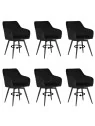 Set of 6 CARLO-SWI Swivel Quilted Velvet Dining Chair with Diamond ...