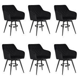 Set of 6 CARLO-SWI Swivel Quilted Velvet Dining Chair with Diamond ...