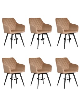 Set of 6 CARLO-SWI Swivel Quilted Velvet Dining Chair with Diamond ...