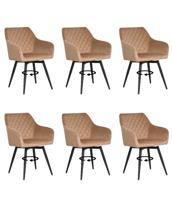 Set of 6 CARLO-SWI Swivel Quilted Velvet Dining Chair with Diamond ...
