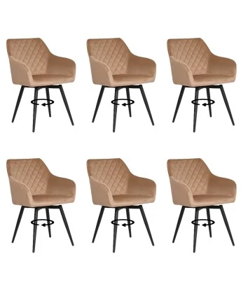 Set of 6 CARLO-SWI Swivel Quilted Velvet Dining Chair with Diamond ...